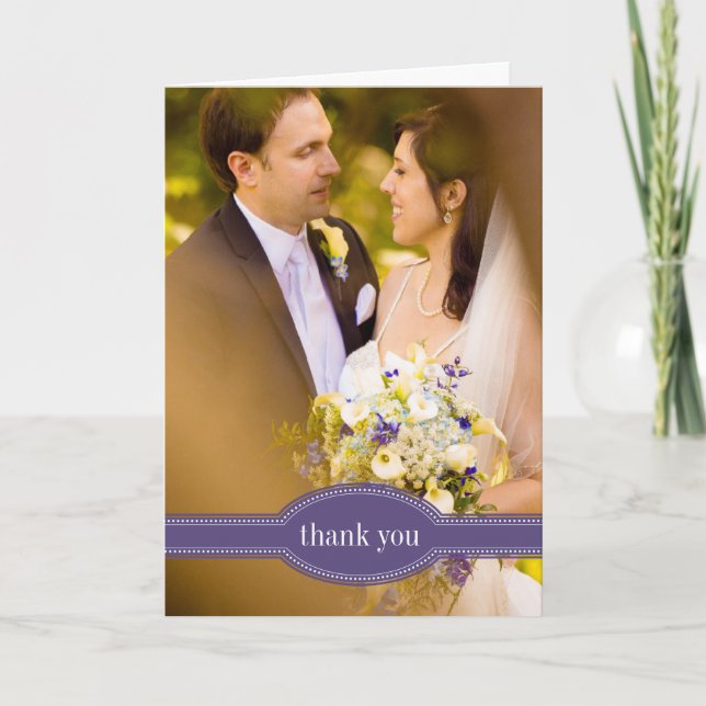 Photo Thank You Card for Wedding, Purple (Front)