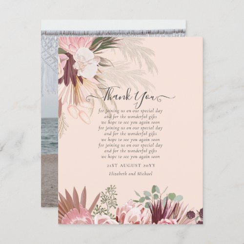 Photo Thank You Card Pampas Grass Wedding