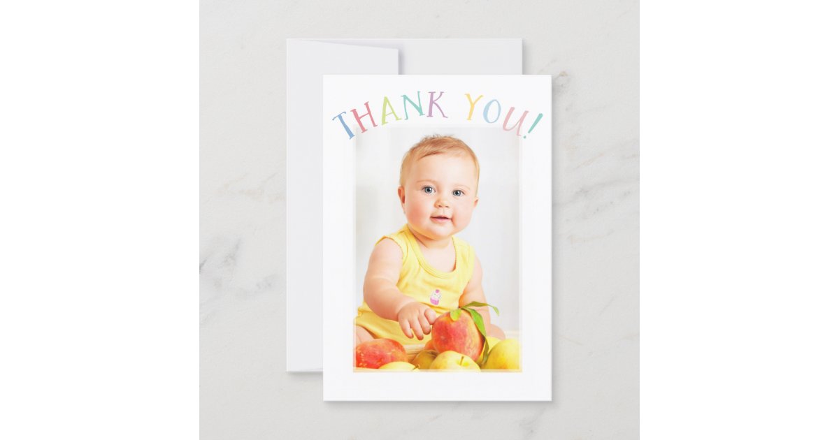 PHOTO THANK YOU cute colorful pastel rainbow | Zazzle