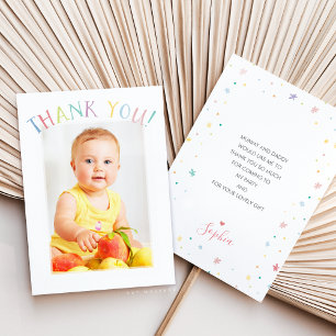 PHOTO THANK YOU cute colorful pastel rainbow Card