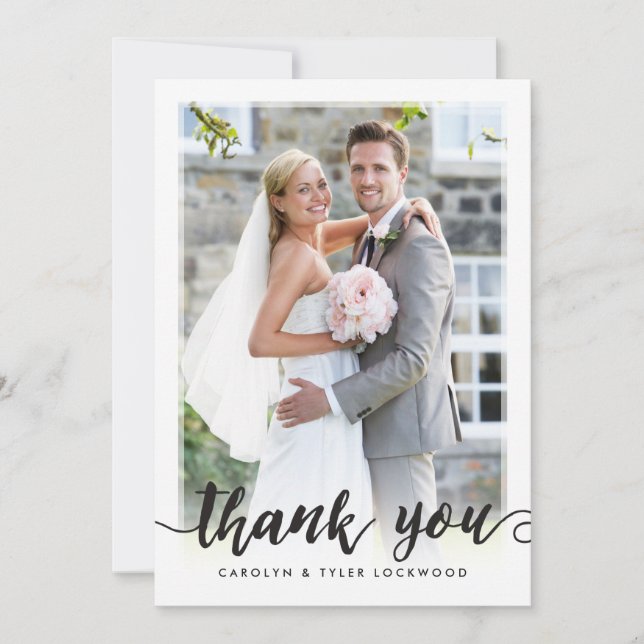 PHOTO THANK YOU cute hand lettered script black (Front)