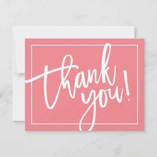 PHOTO THANK YOU cute modern brush lettering coral
