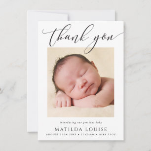 PHOTO THANK YOU elegant calligraphy new baby