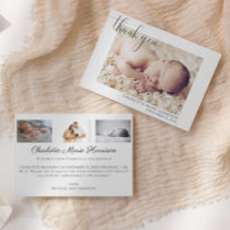 Photo Thank You Elegant Script Birth Announcement