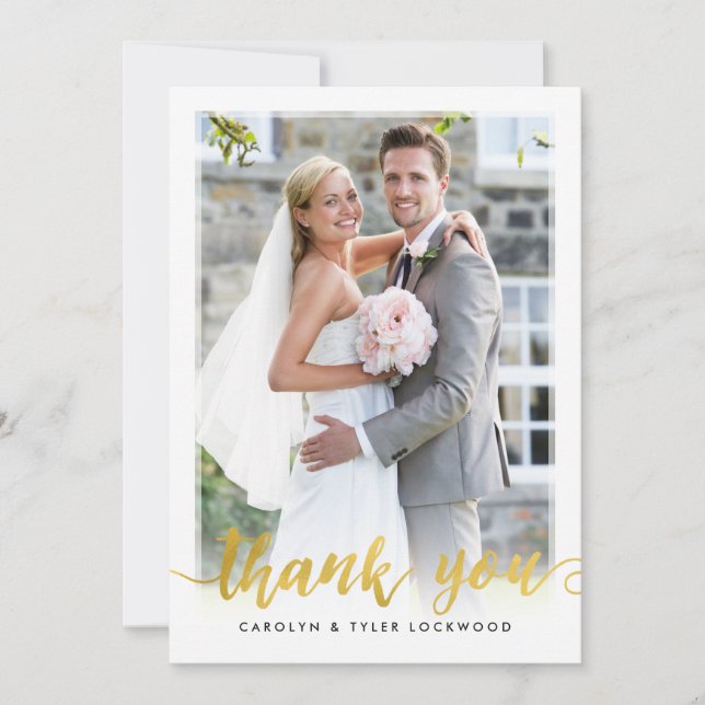 PHOTO THANK YOU hand lettered script gold foil (Front)