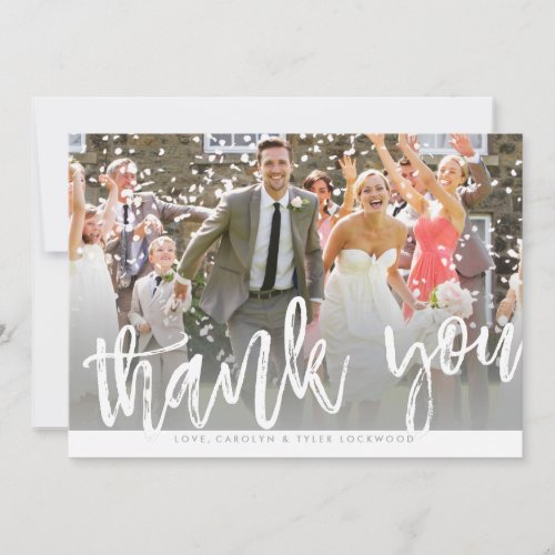 PHOTO THANK YOU hand lettered white type overlay