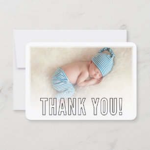 PHOTO THANK YOU modern bold outline overlay black Card