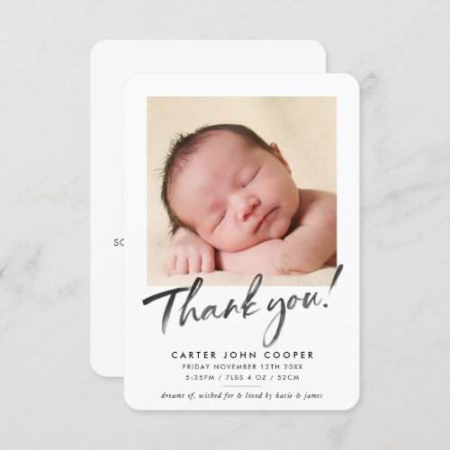 PHOTO THANK YOU modern calligraphy new baby