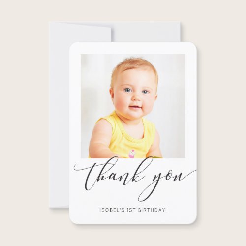 PHOTO THANK YOU modern calligraphy script writing Card