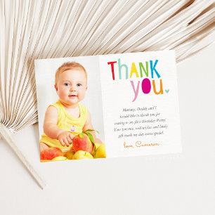 PHOTO THANK YOU modern colorful rainbow typography