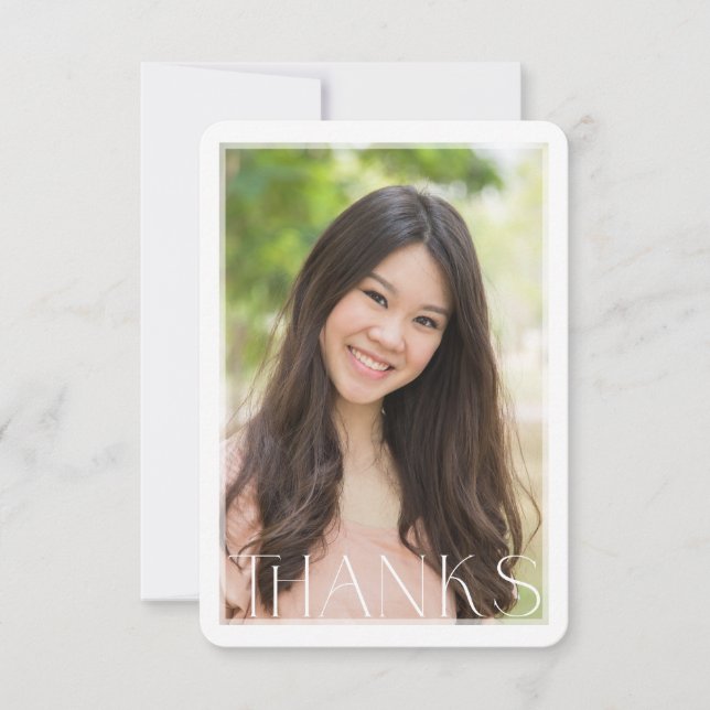 PHOTO THANK YOU modern elegant serif font overlay Card (Front)