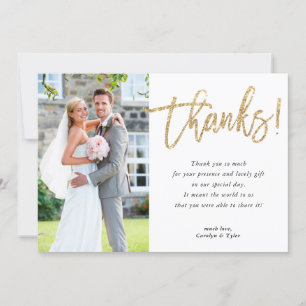 PHOTO THANK YOU modern glam gold glitter script