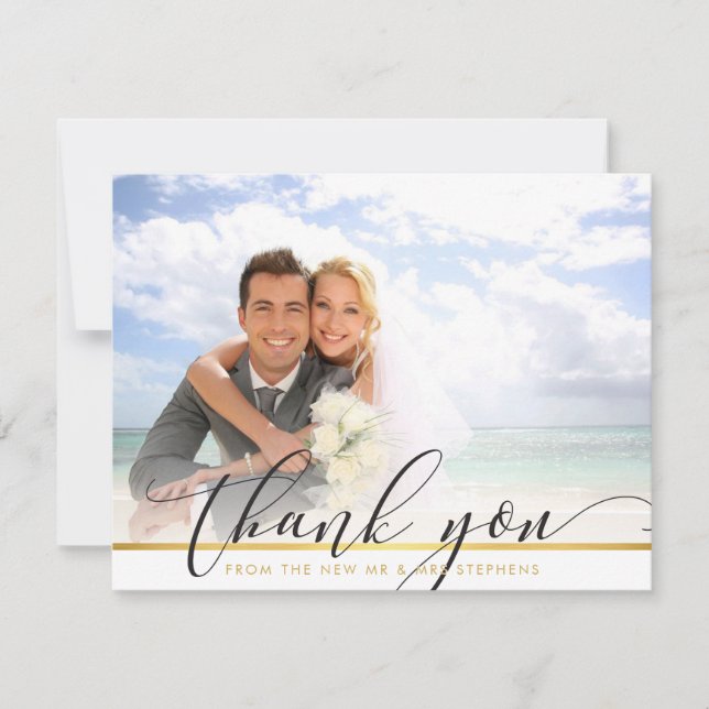 PHOTO THANK YOU modern luxe callligraphy script Card (Front)