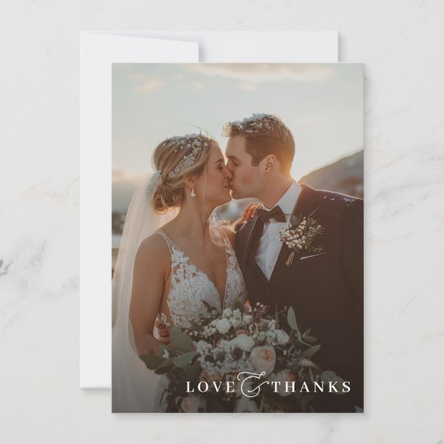 PHOTO THANK YOU modern overlay elegant ampersand Card (Front)