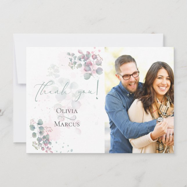 Photo Thank You  |  Modern Watercolor Eucalyptus (Front)