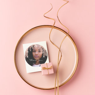 Photo Thank You Name Wedding Favor Rose Glitter Classic Round Sticker