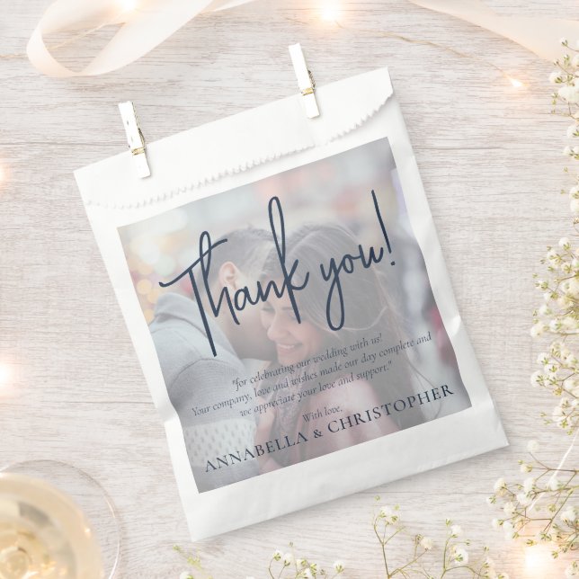 Photo Thank you Note for Wedding Unique Favor Bag (Clipped)