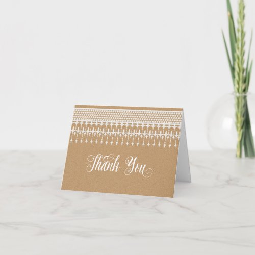 Photo Thank You Notes Rustic Vintage Lace Kraft