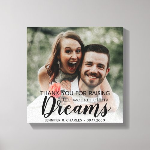 Photo Thank You Parents of the Bride Wedding Canvas Print