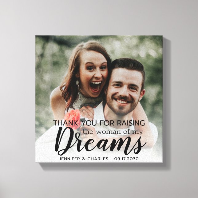 Photo Thank You Parents of the Bride Wedding Canvas Print (Front)