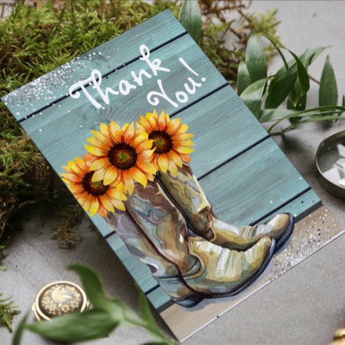 Photo Thank You Rustic Country Sunflower Boots