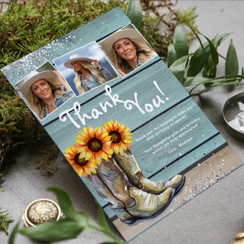 Photo Thank You Rustic Country Sunflower Boots