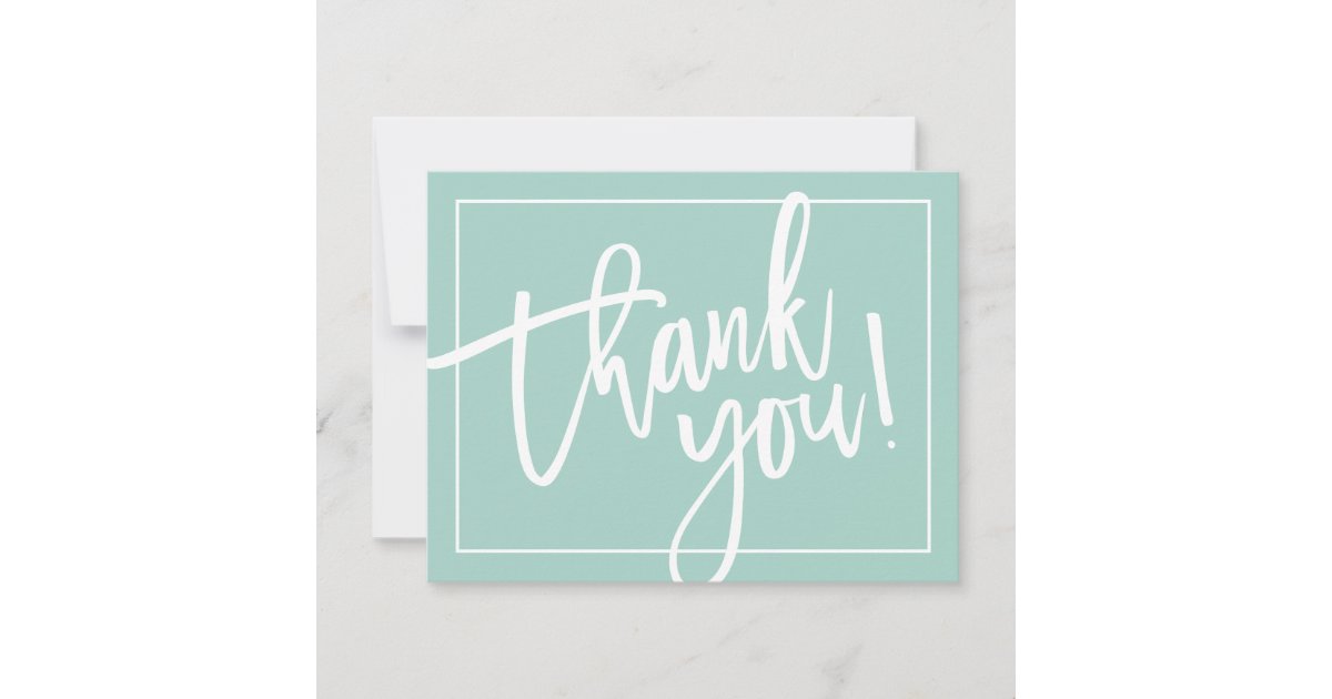 PHOTO THANK YOU simple modern brush lettering mint | Zazzle