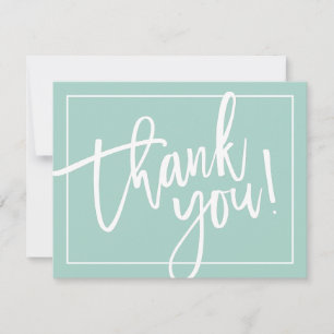 PHOTO THANK YOU simple modern brush lettering mint Card