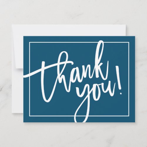 PHOTO THANK YOU simple modern brush lettering navy