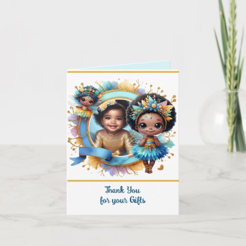 PHOTO Thank You Teal Gold Black Fairy Princess Card