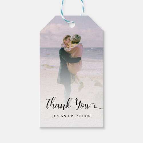 Photo Thank You Wedding Blue Favor Tag