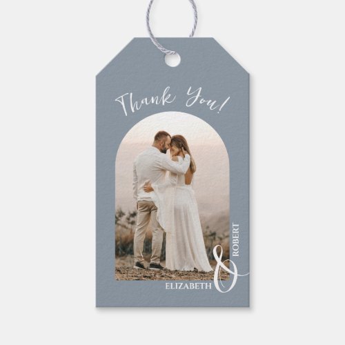 Photo Thank You Wedding Dusty Blue Gift Tags