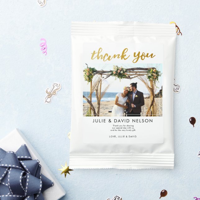 Photo Thank You Wedding Faux Gold Script Favor Margarita Drink Mix (Packets)