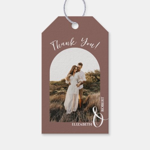 Photo Thank You Wedding Rose Taupe Gift Tags
