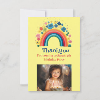 Photo Thankyou Card Cute Rainbow Design