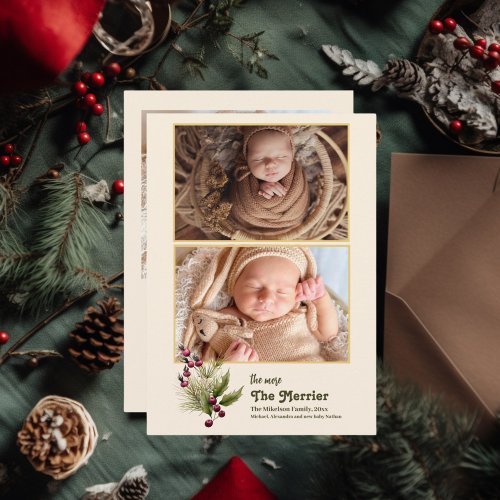 Photo The More The Merrier Birth  Holiday Card
