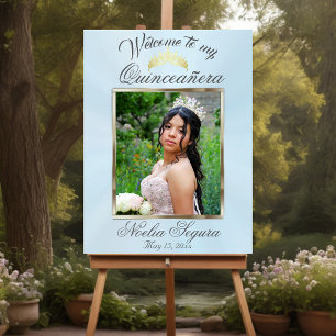Photo & Tiara Quinceanera Welcome - Pastel Blue Foam Board