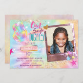 Photo Tie Dye Invitation Peace Out Single Digits (Front/Back)