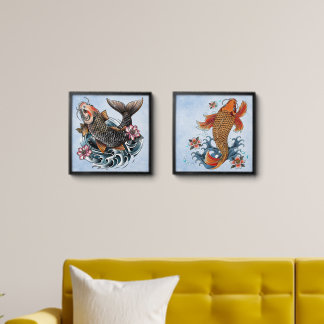 Photo Tile of 2 Fish Japanese Design