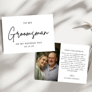 Photo To My Groomsman On My Wedding Day Thank You Card