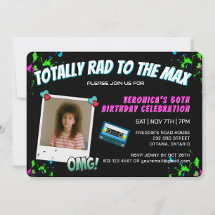 Photo Totally 80s Retro Birthday Party Invitation