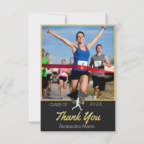 Photo Track runner congratulation graduate Banner Thank You Card