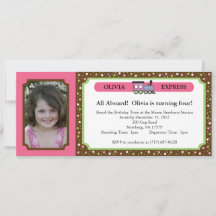 Photo Train Ticket - Pink & Brown