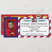 Photo Train Ticket - Red Stripes Invitation (Front/Back)