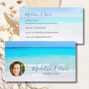 Photo Travel Professional Ocean Beach Sea Blue  Business Card