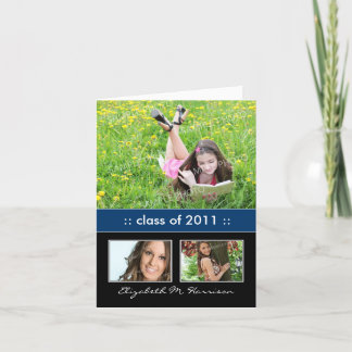 Photo Trio Custom Graduation Announcement Card