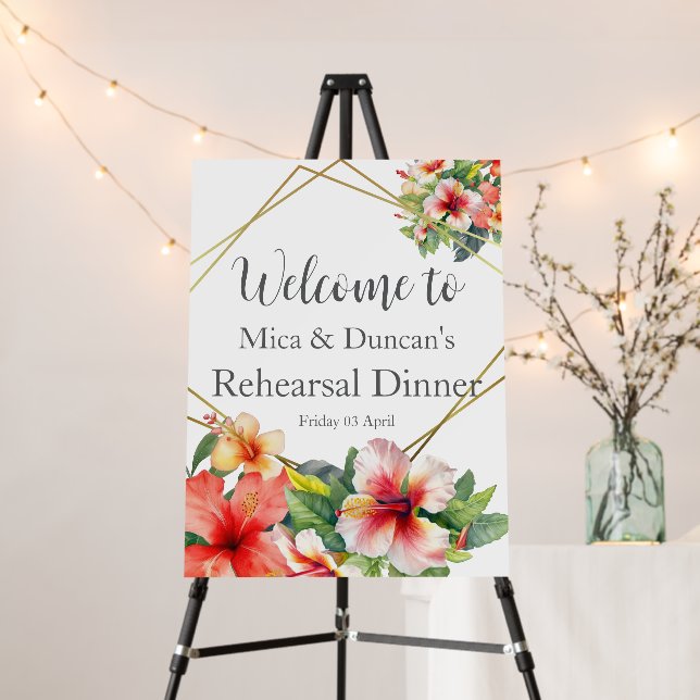  Photo Tropical Hibiscus QR Code Rehearsal Foam Board (In Situ (Stand))