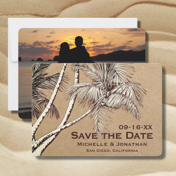 Photo Tropical Palm Tree Beach Wedding Save The Date by TheBeachBum at Zazzle