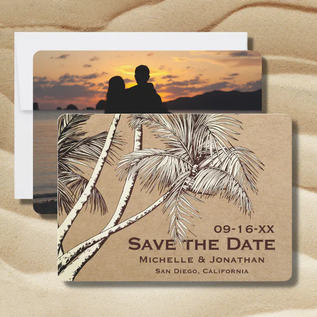 PHOTO Tropical Palm Tree Beach Wedding Save The Date Zazzle