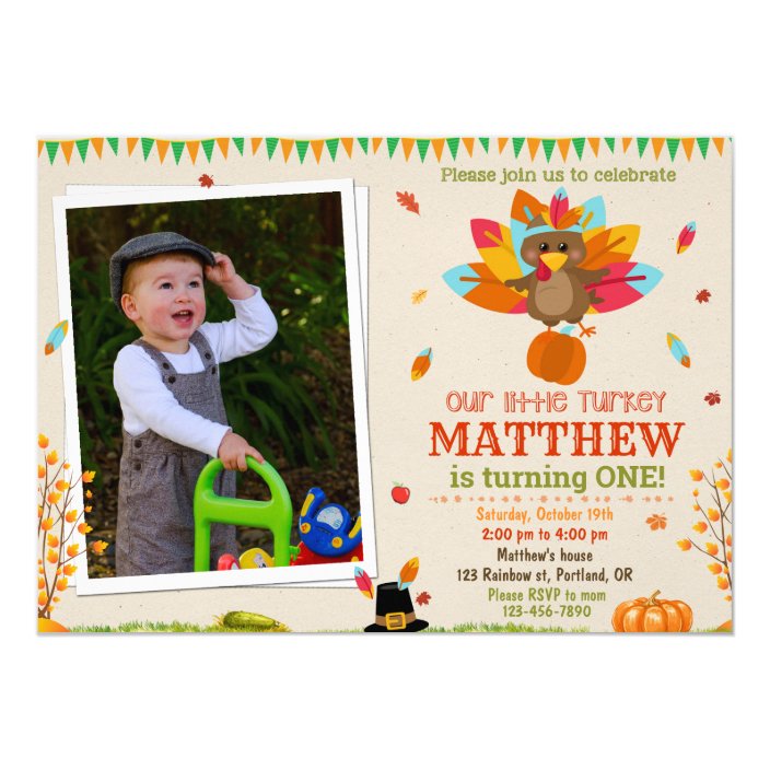 Photo Turkey birthday invitation Turkey invitation | Zazzle.com